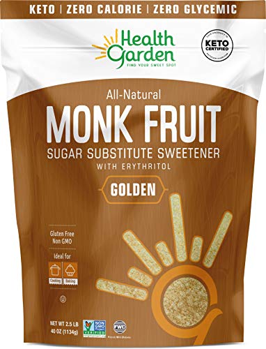 Health Garden Monk Fruit Sweetener Golden- Non GMO - Gluten Free Sugar Substitute Kosher Keto Friendly 3 lbs
