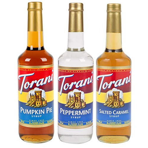Torani Fall & Winter 3 Pack Syrup, Pumpkin Pie, Peppermint, Salted Caramel