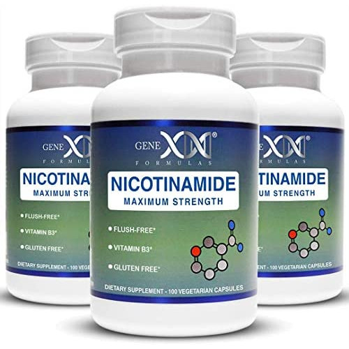 Genex Nicotinamide 500mg 100 Capsules Flush Free Niacin Vitamin B3 for Healthy Skin (not riboside or mononucleotide)