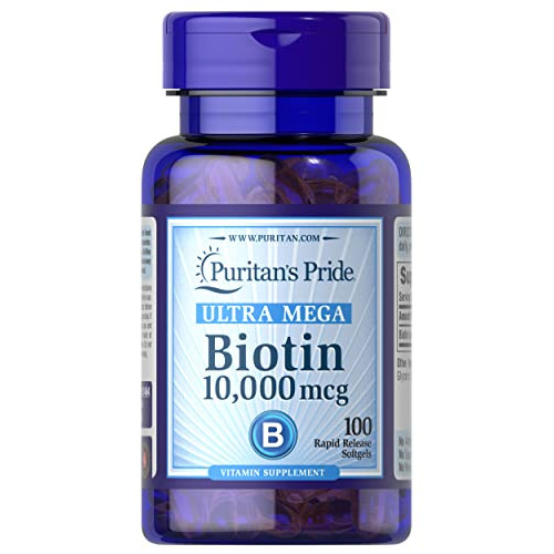 Biotin 10000 Mcg, Helps Promote Skin, Hair and Nail Health, 100 Count by Puritans Pride