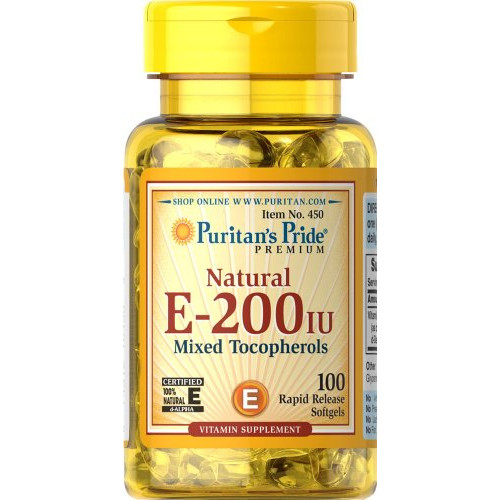 Puritans Pride Vitamin E-200 iu Mixed Tocopherols Natural-100 Softgels