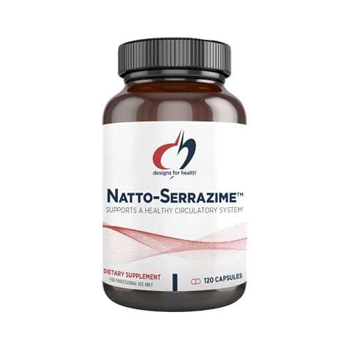 Designs for Health Nattokinase with Serrapeptidase - Natto-Serrazime + Proteolytic Enzymes - Designed to Support a Healthy Circulatory System + Immune Health - Non-GMO Supplement (120 Capsules)