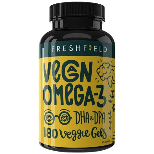 Freshfield Vegan Omega 3 DHA Supplement 2 Month Supply. Premium Algae Oil Plant Based Sustainable Mercury Free. Better Than Fish Supports Heart Brain Joint Health DPA Men & Women