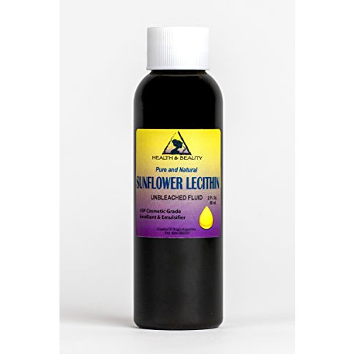 Lecithin Sunflower Unbleached Fluid Liquid Emulsifier Emollient Stabilizer Pure 2 oz