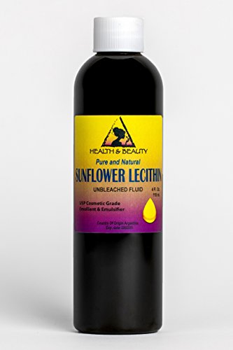 Lecithin Sunflower Unbleached Fluid Liquid Emulsifier Emollient Stabilizer Pure 4 oz