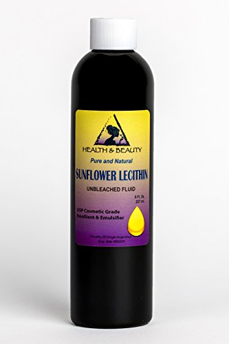Lecithin Sunflower Unbleached Fluid Liquid Emulsifier Emollient Stabilizer Pure 8 oz