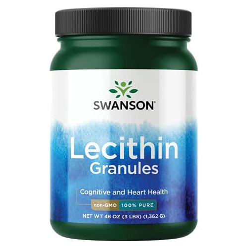 Swanson Lecithin Granules 100% Pure Non-GMO Lecithin Brain Heart Nervous System Support Supplement 48 Ounce (3 lbs) (1,362 g) Granules