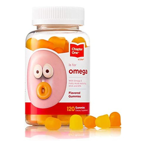 Chapter One Omega Gummies, Chewable Omega 3 Gummies for Kids, Kosher, 60 Flavored Gummies
