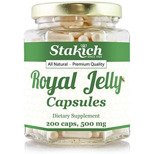 로얄젤리 Stakich Royal Jelly Capsules - 500 Milligram Pure 200 Count