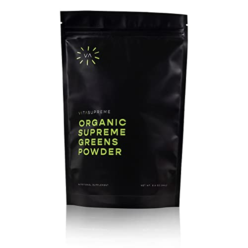 Vita Supreme Green Superfood Powder with MSM - Super Greens Powder Made with Organic and Non-GMO Foods Containing 20+ Whole Foods and Antioxidants - Fresh Minty Flavor - 60 Servings - One-Month Supply (8 oz)