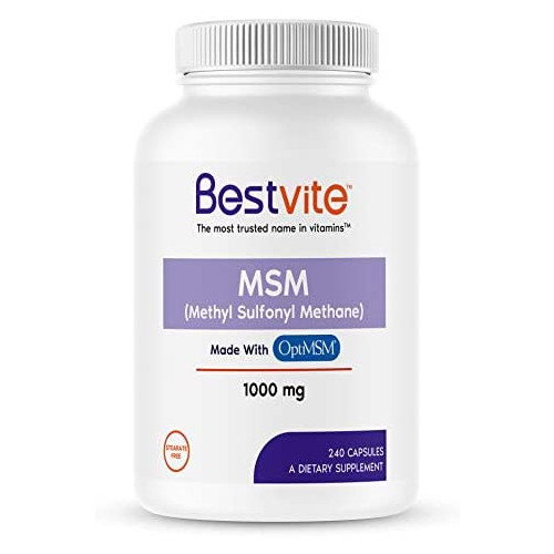 MSM 1000mg Made with OptiMSM (240 Capsules) - No Stearates - GMO Free - Gluten Free - Joint Support