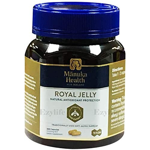 Manuka Health 10HDA Royal Jelly 1000mg 180 & 365 Capsules 100% Pure Royal Jelly Immune System Booster & Supports Skin Health & Vitality (180)