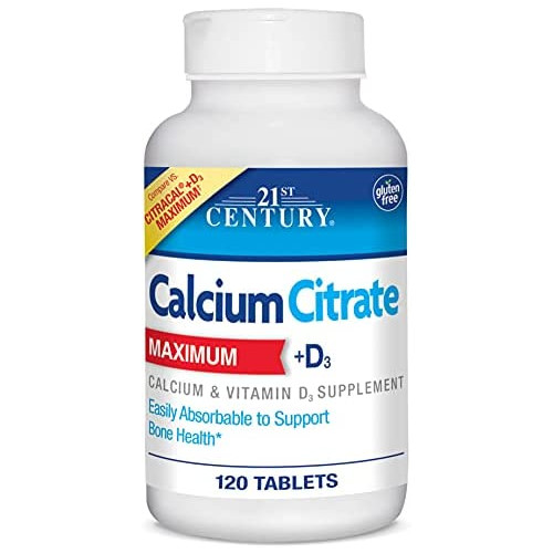 21st Century Calcium Citrate Plus D Maximum Caplets, 120 Count (27493)