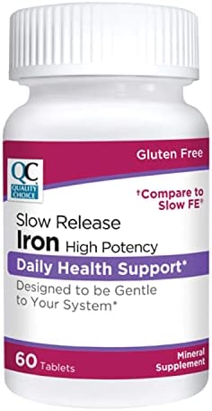 Quality Choice Iron High Potency Slow Release Tablets, 45mg, 60 Tabets Each (2)