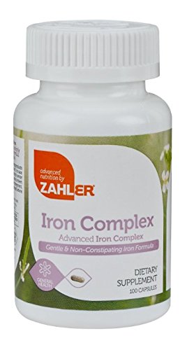 Zahlers Iron Complex, Complete Blood Building Iron Supplement with Ferrochel, Easy on the Stomach Iron Pills with Vitamin C, Optimal Absorption, #1 Top Quality All Natural Iron Vitamin, Kosher Certified, 100 Capsules