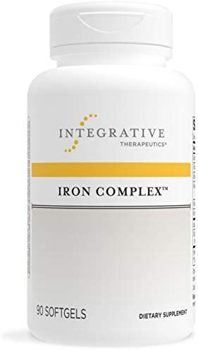 Integrative Therapeutics Iron Complex - 50 mg of Iron - Heme & Non-Heme Blend - Stamina & Cellular Energy Support - with Folate & Vitamin C and B12 - Gluten Free - Dairy Free - 90 Softgels