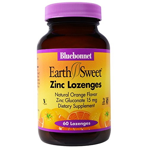 Bluebonnet Nutrition, EarthSweet, Zinc Lozenges, Natural Orange Flavor, 60 Lozenges