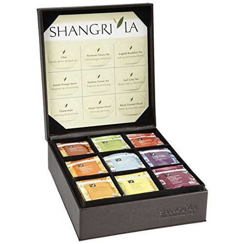 Shangri-La Tea Company Organic Luxury Teabag Collection, 81 Hot Tea Bags, 9 Different Flavors, Custom Gift Box