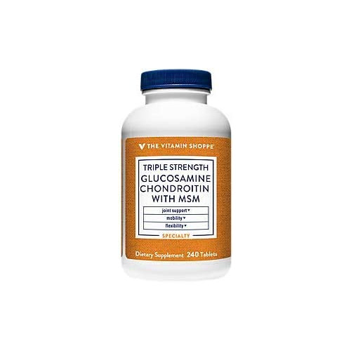The Vitamin Shoppe Triple Strength Glucosamine Chondroitin MSM, High Potency Joint Structure and Mobility Supplement with MSM to Support Healthy Collagen for Joint Support (120 Capsules)