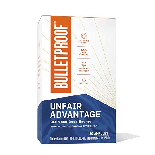 Bulletproof Unfair Advantage CoQ10 PQQ Brain Octane MCT Oil Supplement Quick Enhancing Energy no Caffeine 30 Ampules