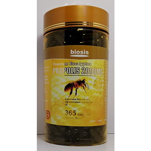 Biosis Propolis 2000mg Premium Eucalyptus Dark 365 Capsules Australian Made
