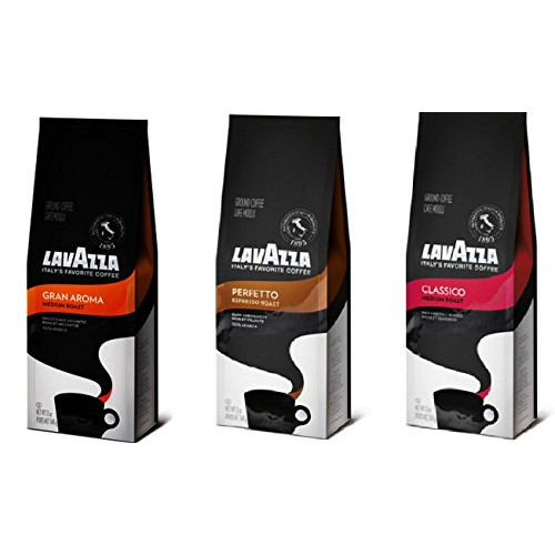Lavazza Ground Coffee Variety Bundle: 12 Oz Bag of Classico, 12 Oz Bag of Granaroma, and 12 Oz Bag of Perfetto