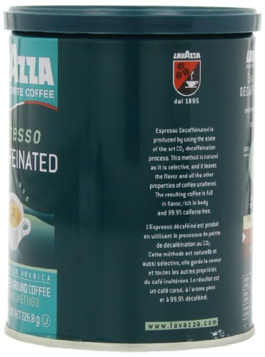 Lavazza Decaffeinated Espresso Ground Coffee, 8-Ounce Cans (Pack of 4)