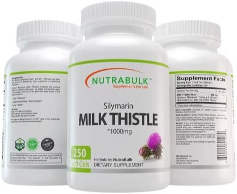 NutraBulk Milk Thistle -1000mg Soft Gels (250, 500, and 1,000 Count)