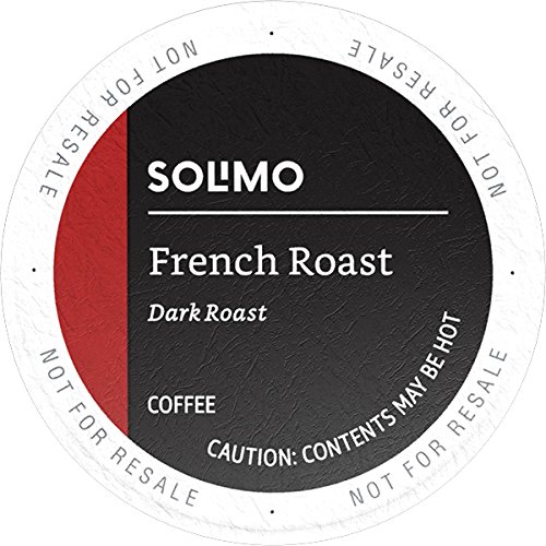 Amazon Brand - 100 Ct. Solimo Dark Roast Coffee Pods, French Roast, Compatible with 2.0 K-Cup Brewers