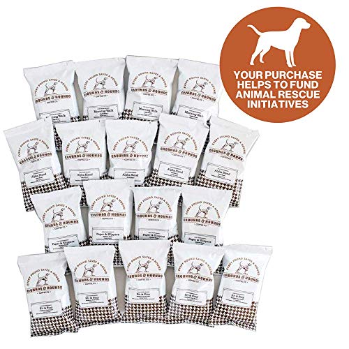 Grounds & Hounds Pack - Ground Coffee - 100% Fair Trade Organic Ground Coffee Variety Frac Pack - Includes Eighteen - 2.5 oz. bags of our most popular Ground Coffee Blends (Coffee Variety)