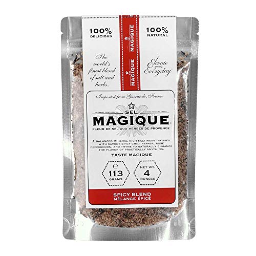 Sel Magique Herb Sea Salt Spicy Blend - French Fleur De Sel, Natural & Unrefined (6oz Large Jar)