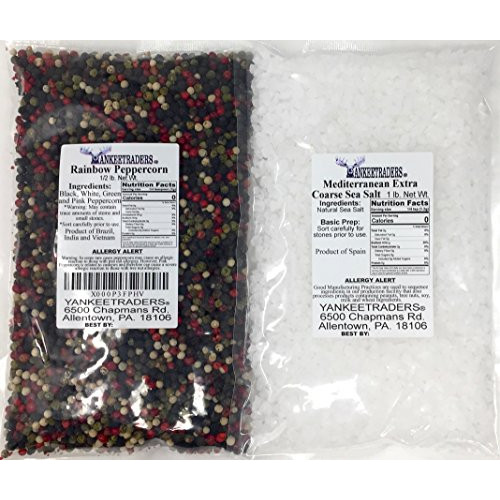 YANKEETRADERS Rainbow Peppercorn Blend & Sea Salt Packs for Mill Grinders