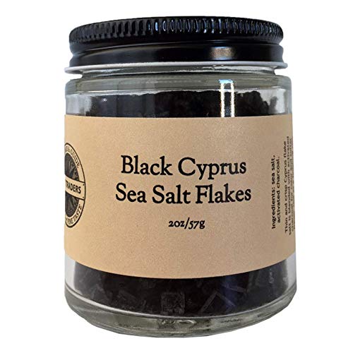 Salt Traders Cyprus Black Pyramid Sea Salt Flakes - 2 oz Net Wt. (Glass Jar)