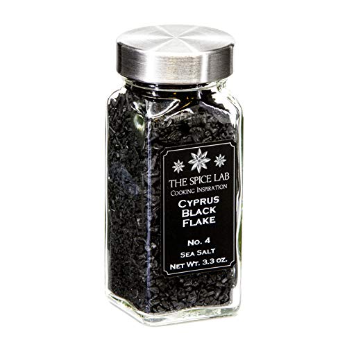 The Spice Lab Cyprus Black Flake Sea Salt - Premium Gourmet Finishing Mediterranean Salt - Great Large Flake Salt