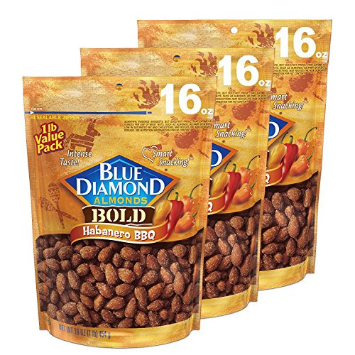 Blue Diamond Almonds Habanero BBQ Flavored Snack Nuts, 16 Ounce (Pack of 3)