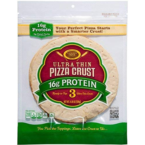 Value 2 Pack Golden Home Ultra Thin 16g Protein Pizza Crust, 6 crusts