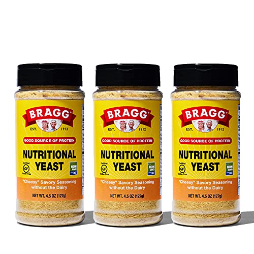 Bragg Nutritional Yeast Seasoning, Premium, 4.5 Ounce (3 Bottles)