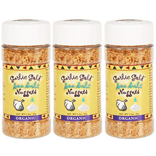 USDA Organic Garlic 골드 Nuggets Roasted Seasoning Granules Sodium Free no MSG Vegan Keto Paleo Friendly Food 2.1 Oz Jar팩 3