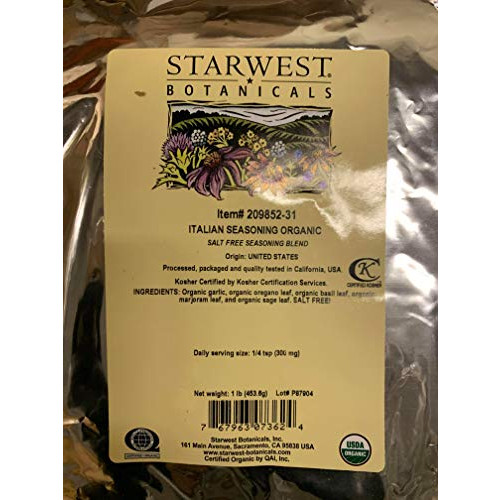 Starwest Botanicals Organic Italian Seasoning, 1 Pound