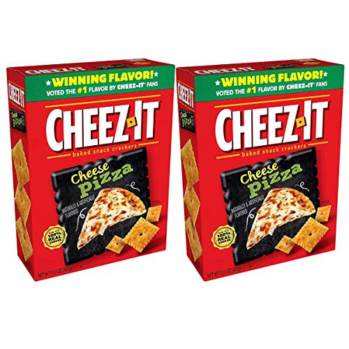 Baked Snack Crackers, Cheez It Cheese Pizza Flavor Made with Real Cheese, Delicious Snack to Share with the Whole Family, Pantry Staples for 2 Packs of 12.4 Oz