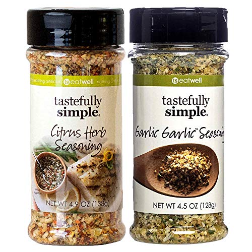 Tastefully Simple Citrus Herb Seasoning 4.6 oz & Garlic Garlic Seasoning Blend 4.5 oz