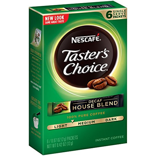 Nescafe Tasters Choice Decaf House Blend Instant Coffee, 6 Count Single Serve Sticks (Pack of 12)