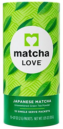 Matcha Love Japanese Matcha Unsweetened Green Tea Powder 15 Sticks per 1.5 oz Tubes (Pack of 3)