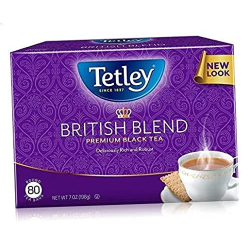 Tetley British Blend Premium Black, 80-Count Tea Bags, 7 Ounce, (Pack of 6) (Packaging may vary)