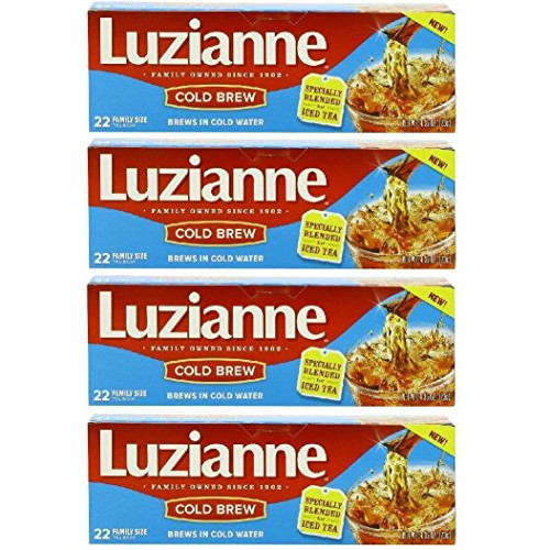 Luzianne Cold Brew Tea for Iced Tea (Pack of 4) 4.35 oz Size - Thats 88 Tea Bags Total!