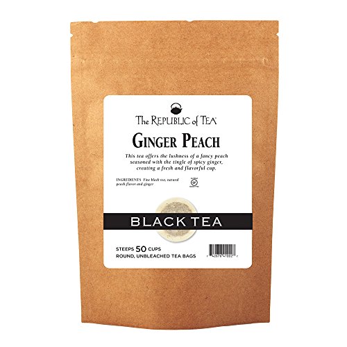 The Republic of Tea Ginger Peach Black Tea, 50 Tea Bags, Premium Ingredients, Gourmet Longevity Tea