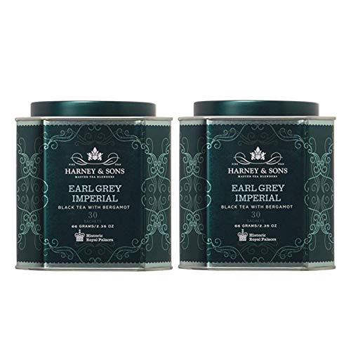 Harney & Sons Earl Grey Imperial Tea Tin 30 Sachets (2.35oz ea, Two Pack) - Historical Blend of Black Tea with Notes of Bergamot - 2 Pack 30ct Sachet Tins (60 Sachets)