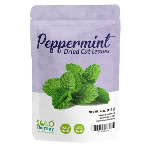 Organic Peppermint Leaves 4 oz. Dried Cut Tea Mentha Piperita Herbal Resealable 가방 Product From USA