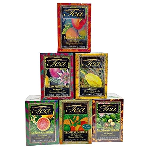 Hawaiian Islands Tea Tropical Flavored Six Box 컬렉션 1.27 Oz. Boxes 20 Bags Per