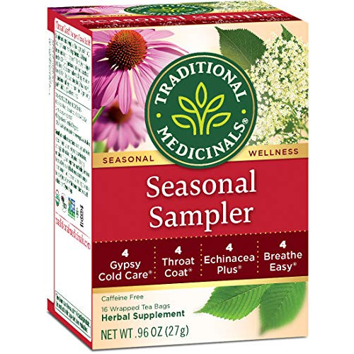 Traditional Medicinals Organic Seasonal Tea Sampler Variety팩팩 6 96 Bags Total